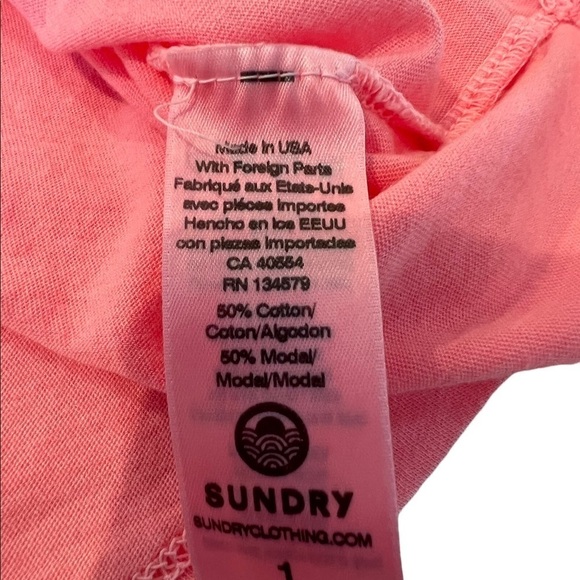Sundry LOT Pink Heart Pop Peach & Pale Yellow Scoop Neck Modal Tee Size 1 Small - Picture 14 of 16